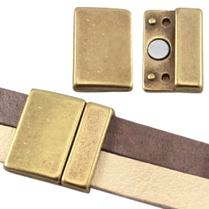 Cierre magn&eacute;tico met&aacute;lico DQ grande (para cuero DQ plano 10/20mm) bronce viejo (sin n&iacute;quel)