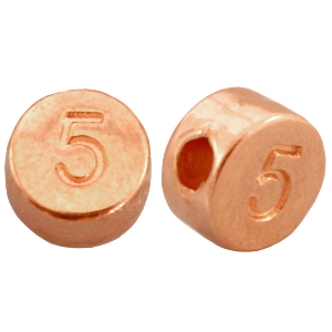 Abalorios n&uacute;meros met&aacute;licos DQ # 5 oro rosado (sin n&iacute;quel)