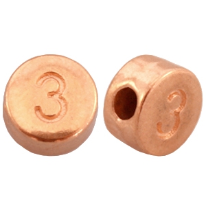 Abalorios n&uacute;meros met&aacute;licos DQ # 3 oro rosado (sin n&iacute;quel)