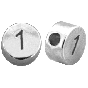 Abalorios n&uacute;meros met&aacute;licos DQ # 1 Plata vieja (sin n&iacute;quel)
