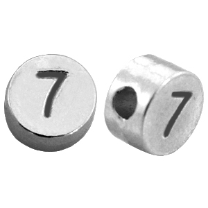 Abalorios n&uacute;meros met&aacute;licos DQ # 7 Plata vieja (sin n&iacute;quel)