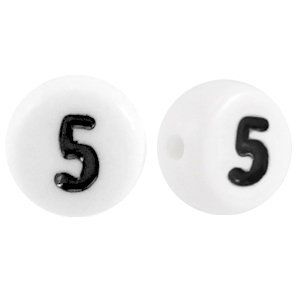 Abalorios acr&iacute;lico n&uacute;mero 5 blanco