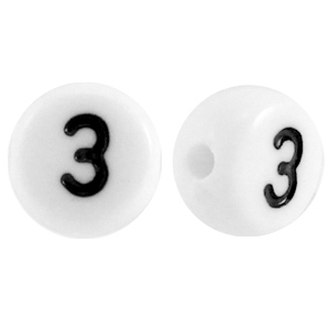 Abalorios acr&iacute;lico n&uacute;mero 3 blanco