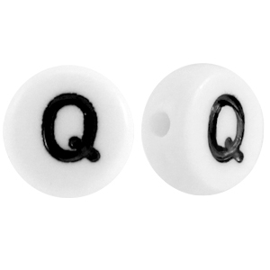 Abalorios alfabeto acr&iacute;lico letra Q blanco