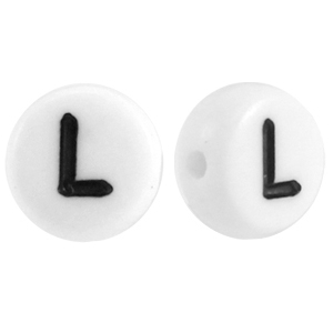 Abalorios alfabeto acr&iacute;lico letra L blanco