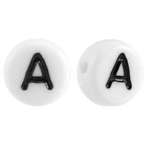 Abalorios alfabeto acr&iacute;lico letra A blanco