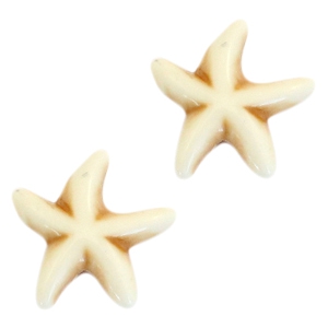 Abalorios de cer&aacute;mica turquesa estrella de mar blanco off beige