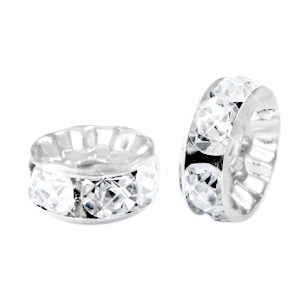 Abalorios Strass rondeles 6mm plata-cristal