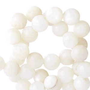 Abalorios concha b&aacute;sica redonda 4mm blanco