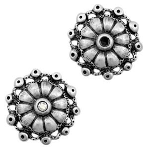 Colgantes met&aacute;licos TQ flor con engaste para SS24 Swarovski plata vieja (sin n&iacute;quel)