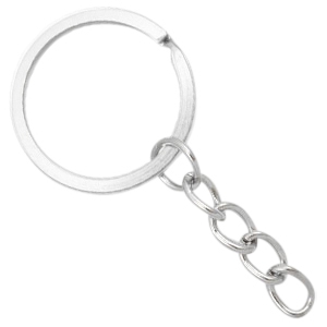 Llavero con cadena 25mm plata vieja (sin n&iacute;quel)