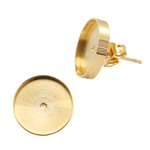 Pendientes Polaris acero inox con engaste para cabuch&oacute;n 7mm / Swarovski SS34 Dorado