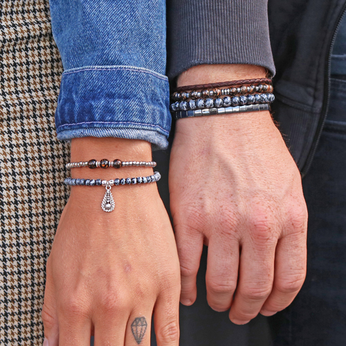 As&iacute; se hacen pulseras para hombres modernos con abalorios de cristal y hematita: