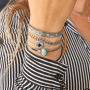 Preciosos anillos y pulseras de acero inoxidable con piedra natural